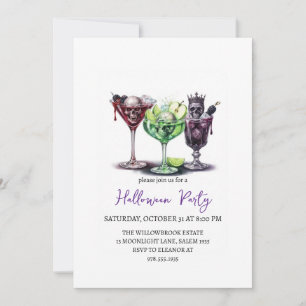 Spooky cocktail party halloween invitation
