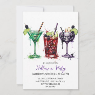 Spooky cocktail party halloween invitation