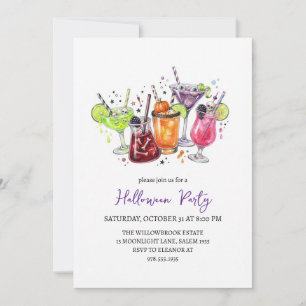 Spooky cocktail party halloween invitation