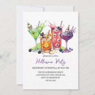 Spooky cocktail party halloween invitation