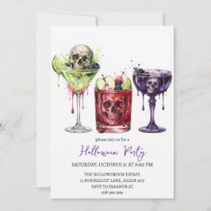 Spooky cocktail party halloween invitation