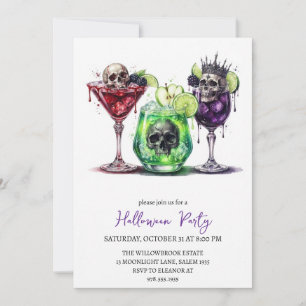 Spooky cocktail party halloween invitation