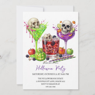 Spooky cocktail party halloween invitation