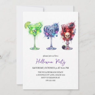 Spooky cocktail party halloween invitation