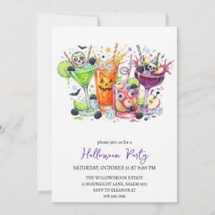 Spooky cocktail party halloween invitation