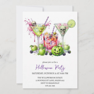 Spooky cocktail party halloween invitation