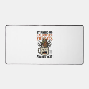 Spooky Coffee Halloween Haunted Mug Graphic Shirt_ Desk Mat