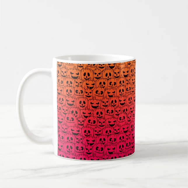 Spooky Colourful Pumpkins - Halloween Pattern Coffee Mug (Left)