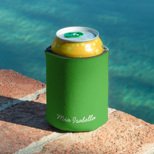 Spooky Colours Bright Green Custom Name Can Cooler (In Situ Pool)