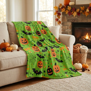 Spooky Comfort Cute And Cozy Halloween Themed Fleece Blanket