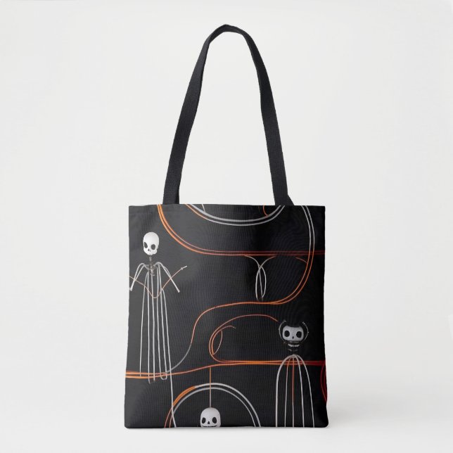 Spooky comical  skeletons black  Halloween Tote Bag (Front)