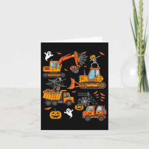 Spooky Construction Trucks Toddler Boys Halloween  Card