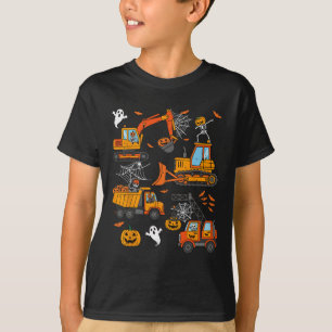 Spooky Construction Trucks Toddler Boys Halloween T-Shirt