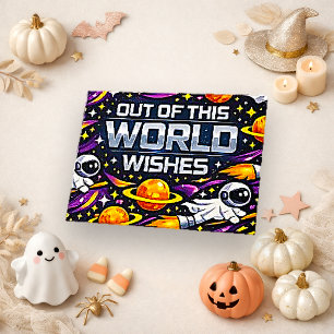 Spooky Cosmic Purple Ghost Astronaut Space Thank You Card