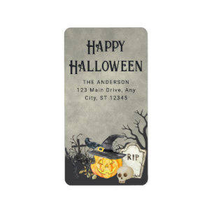 Spooky Costumes and Cocktails Halloween Label