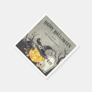 Spooky Costumes and Cocktails Halloween Napkin