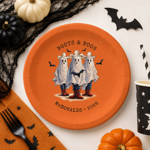 Spooky Cowboy Ghosts Personalized Halloween Paper Plate