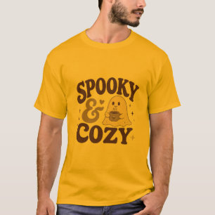 Spooky & Cozy Cute Halloween Coffee Design T-Shirt