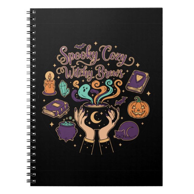  Spooky Cozy Witchy Brews | Cute Halloween Aesthet Notebook (Front)