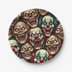 Spooky Creepy Clown Zombie Halloween Paper Plate