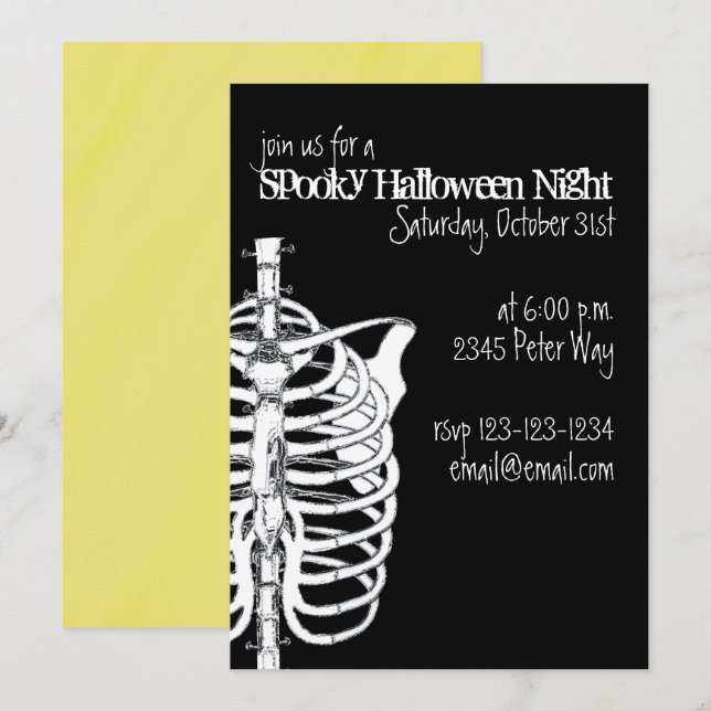 Spooky Creepy Skeleton X-Ray Halloween Party Invitation (Front/Back)