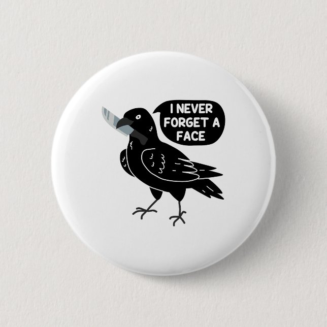 Spooky Crow With Knife  2 Inch Round Button (Front)