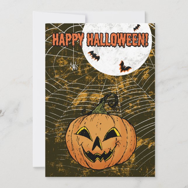 Spooky custom Halloween party pumpkin bats spiders Invitation (Front)