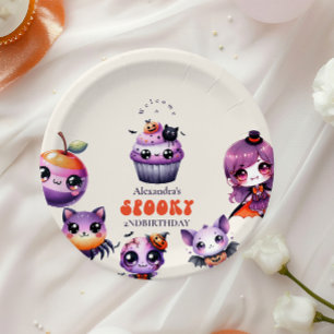 Spooky Cute 2nd Birthday Halloween Pastel Kawaii Paper Plate