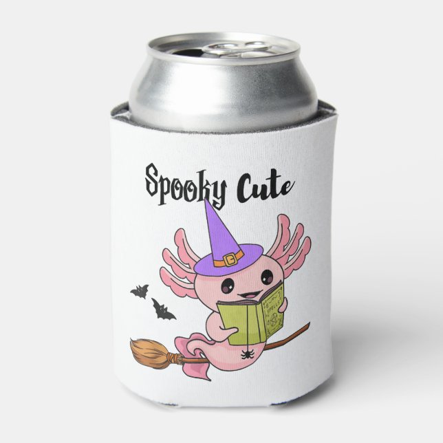 Spooky Cute Axolotl Halloween Can Cooler (Can Front)