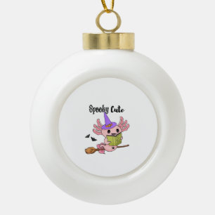 Spooky Cute Axolotl Halloween Ceramic Ball Christmas Ornament
