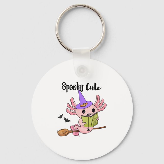 Spooky Cute Axolotl Halloween Keychain (Front)