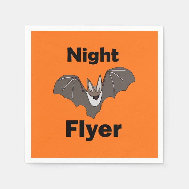 Spooky Cute Bat Night Flyer Party Napkin (Front)