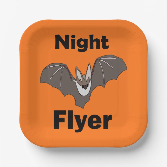 Spooky Cute Bat Night Flyer Party Paper Plate (Front)