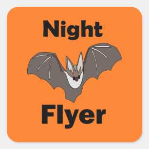 Spooky Cute Bat Night Flyer Square Sticker