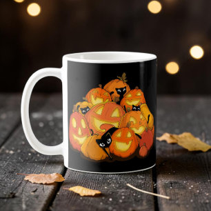 Spooky Cute Black Cat Halloween Pumpkin Patch Coffee Mug