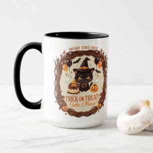 Spooky Cute Black Cat Halloween Witch Party Mug
