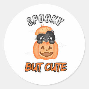 Spooky Cute Black Cat in Pumpkin Halloween gifts Classic Round Sticker