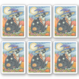 SPOOKY CUTE BLACK CAT WITCH HALLOWEEN MAGIC KITTEN