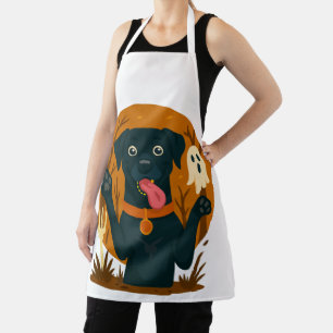 Spooky Cute Black Dog with Ghost Apron