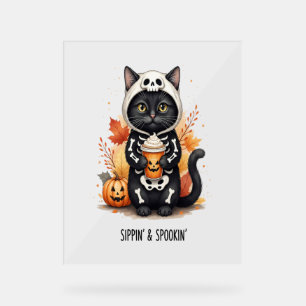 Spooky Cute Cat Halloween Acrylic Sign