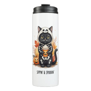 Spooky Cute Cat Halloween Thermal Tumbler