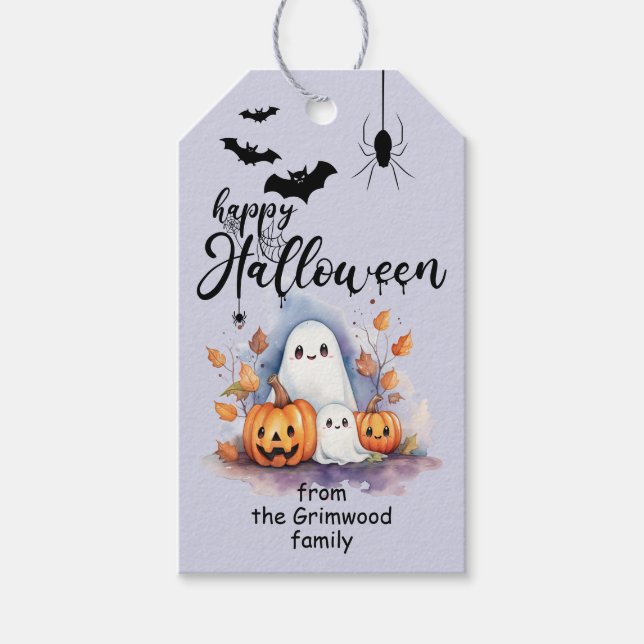 Spooky Cute Customizable Halloween Photo Gift Tag (Front)