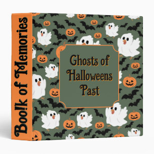 Spooky Cute Ghost Chickens with Pumpkins and Bats Binder