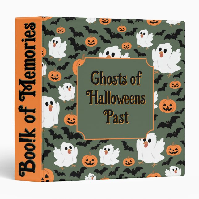 Spooky Cute Ghost Chickens with Pumpkins and Bats Binder (Front/Spine)