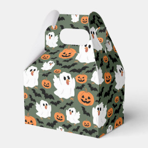 Spooky Cute Ghost Chickens with Pumpkins and Bats Favor Box