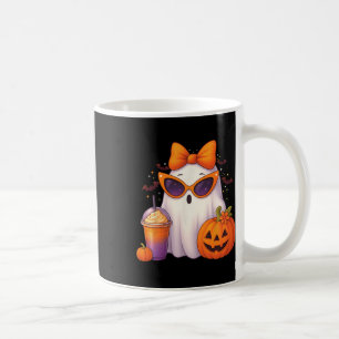 Spooky Cute Ghost Drinking Pumpkin Iced Coffee Hal Mug