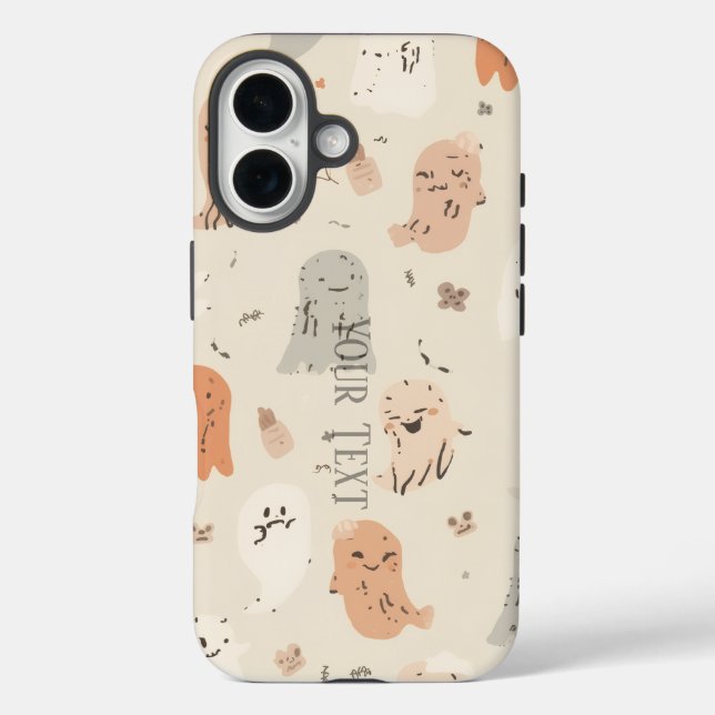Spooky Cute Ghost Halloween Custom iPhone 16 Cases (Back)