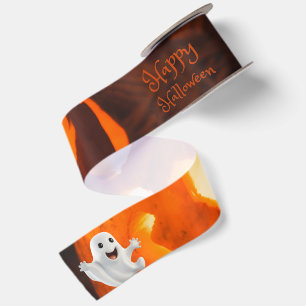 Spooky Cute Ghost Halloween Satin Ribbon