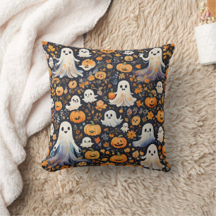 Spooky Cute Ghost Halloween Throw Pillow