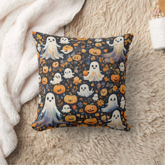 Spooky Cute Ghost Halloween  Throw Pillow